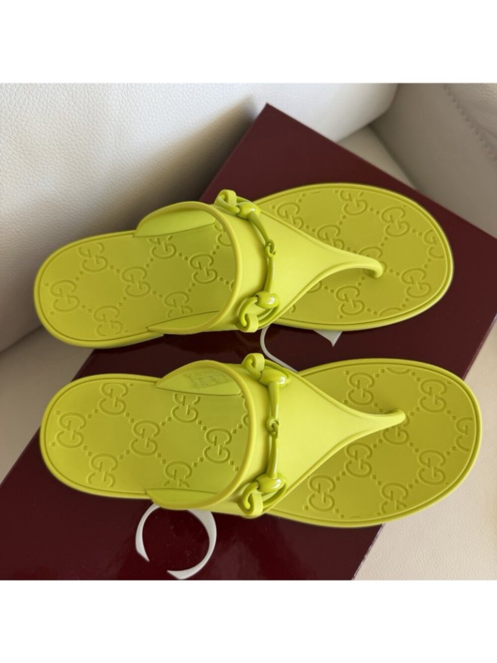 NEW Gucci Women's Thong Sandals Shoes Horsebit Green GG Sz 38 100% Authentic - Picture 4 of 10